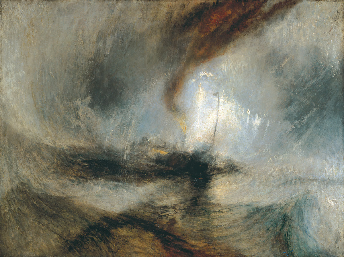 Turner, Snow Storm: a steamboat lost in a swirling storm at sea